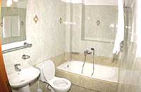 A bathroom at the Villa Odyssey Hotel, Fira, Santorini