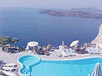 The pool and view at Volcano's View Villas, Fira, Santorini