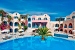 Hotel exterior with pool, The Aegean Plaza Hotel, Kamari, Santorini, Cyclades, Greece
