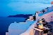 Hotel veranda overlooking the Caldera, Canaves Oia Hotel, Oia, Santorini, Cyclades, Greece