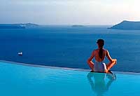 The pool and view from Perivolas Houses, Oia, Santorini