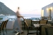 Outdoor snack-bar area overlooking Kamares bay, ALK Hotel, Kamares, Sifnos, Cyclades, Greece