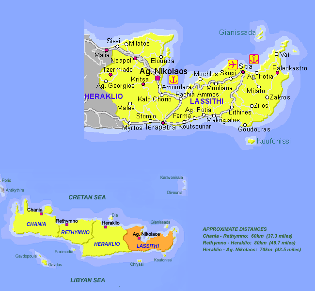Map of Lassithi, Crete