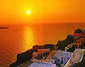 Caldera boat tour at Sunset