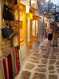 Shops in the back streets of Mykonos