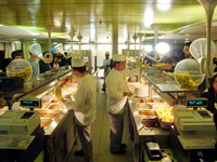 Self-service restaurant on ferry to Crete
