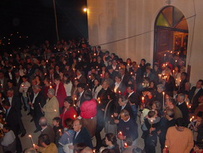 Leaving the church at midnight Easter Sunday in Kea