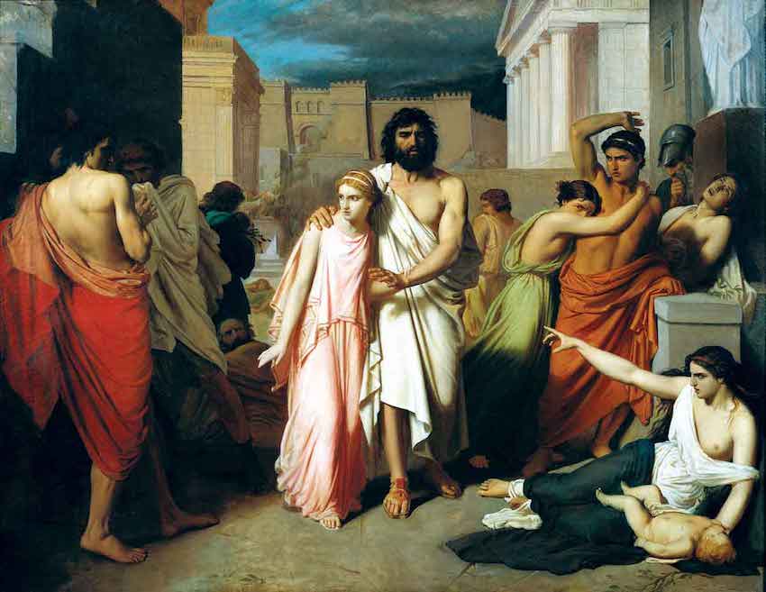 Oedipus and Antigone, or the Plague of Thebes, by Charles Jalabert, 1843, Muse des Beaux-Arts, Marseille  Bridgeman Images