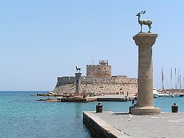 Saint Nicholas Tower and entrance to Mandraki harbor