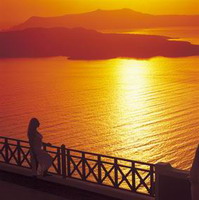 Santorini sunset at Volcano View Villas
