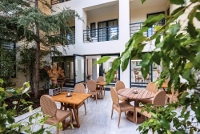 Open air courtyard lounge of Avra City Hotel, Chania, Crete