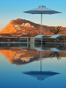 View to the Monastery of Folegandros, The Mar Inn Hotel, Chora, Folegandros, Cyclades, Greece