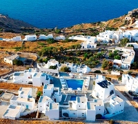 Aerial viewing of the Mar Inn Hotel, Chora, Folegandros