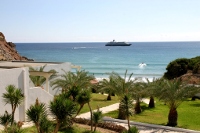 The beach in front of the Golden Milos Beach Hotel, Provatas, Milos, Cyclades, Greece