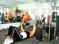 Working out at the Manoulas Beach Hotel, Mykonos