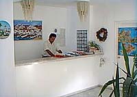 The reception of the Mykonos Bay Hotel, Mykonos