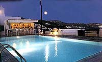 The pool at dusk at the Princess of Mykonos Hotel, Mykonos