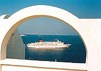 The view from the Aegean Hotel, Mykonos