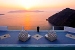 Pool area at sunset, Belvedere Suites, Firostefani, Santorini, Cyclades, Greece