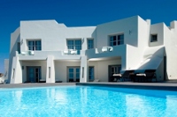 Hotel exterior and the pool of Avaton Resort & Spa, Imerovigli, Santorini