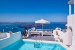 The swimming pool area, On The Rocks Apartments, Santorini, Cyclades, Greece