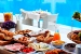 Breakfast buffet, The Aegean Plaza Hotel, Kamari, Santorini, Cyclades, Greece