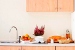 Studio kitchenette , The Aegean Plaza Hotel, Kamari, Santorini, Cyclades, Greece