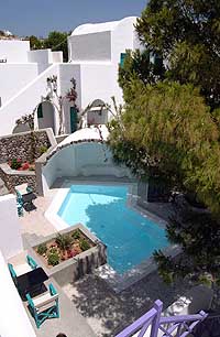 A semi private pool at the Kastelli Hotel, Kamari, Santorini