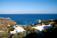 View to the Monastery of Chrysopigi and Apokofto beach from Villa Alexia, Chrysopigi, Sifnos