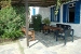 Outdoor sitting area, Fasolou Hotel, Faros, Sifnos, Cyclades, Greece