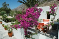 A garden view balcony at Morfeas Apartments, Kamares, Sifnos