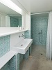 The bathroom at the lower level, Villa Panoriou, Kamares, Sifnos, Cyclades, Greece