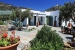 Outdoor breakfast lounge and garden details, Edem Apartments, Platy Yialos, Sifnos