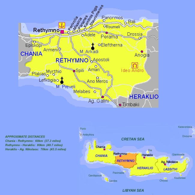 Map of Rethymno, Crete