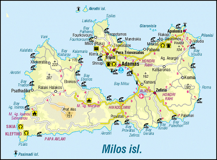 milos tourist attractions map