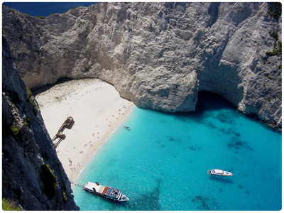 The beautiful Navagio beach in Zakynthos, Greece