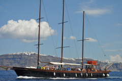 Sailboat of the morning caldera tour