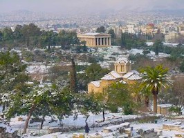 Athens, snow