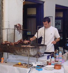 Grilling Octopus in Aegina