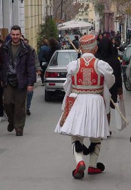 This old guy is not dressed in his foustenela for the tourists, he is the real thing.