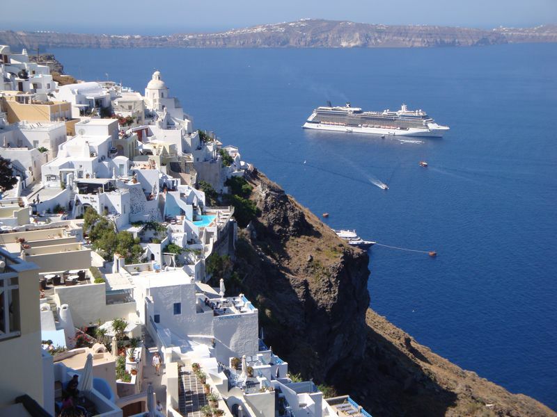 Cruise ship in Santorini, Greece