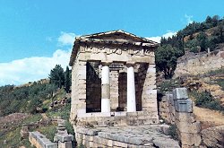 The Treasury of the Athenians at the archaeological site of Delphi