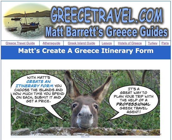 Greece Create an Itinerary Page