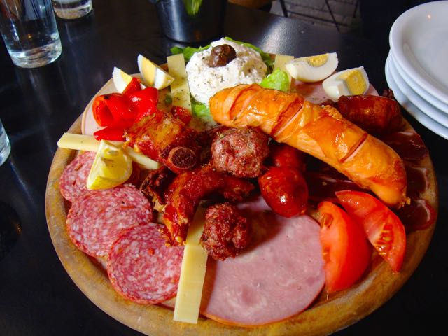 Greek food, loukaniko and pastourma