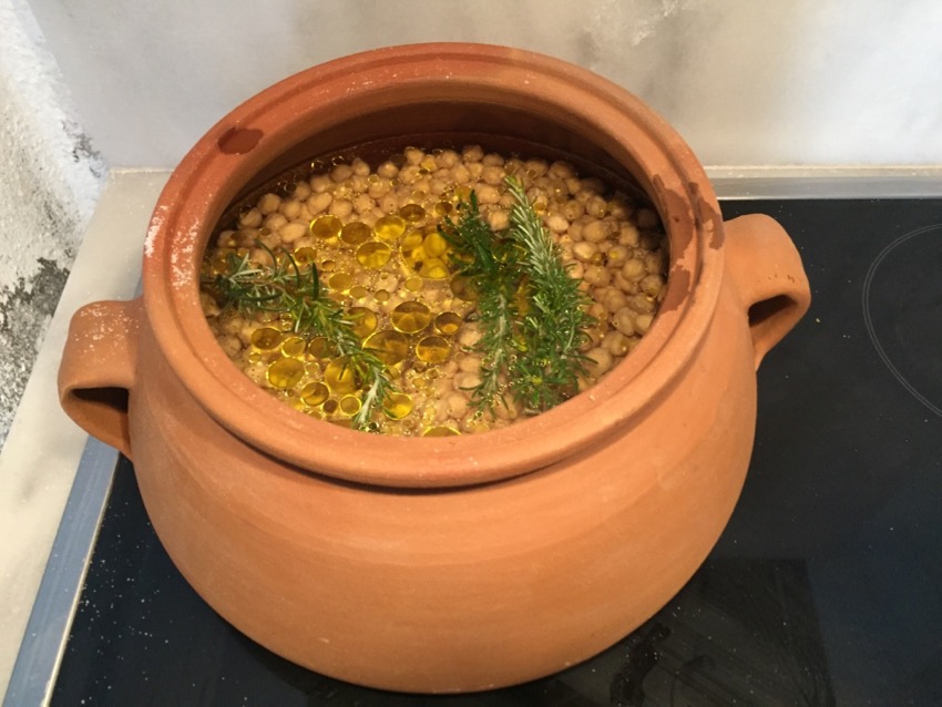 Clay pot chickpea stew in the oven