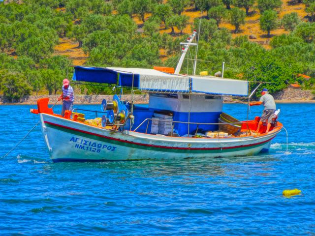 sardine boat in Skala, kaloni, Lesvos, Greece