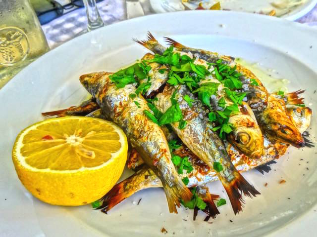 Greek food, sardines