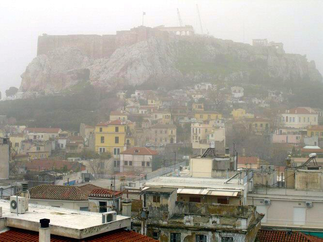 Acropolis during a sandstorm