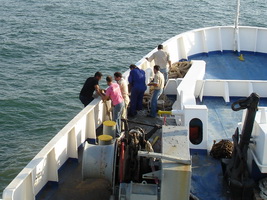 tangled anchor on ferry limnos express in Thessaloniki