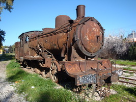 Antique locomotive in Megara, Greece